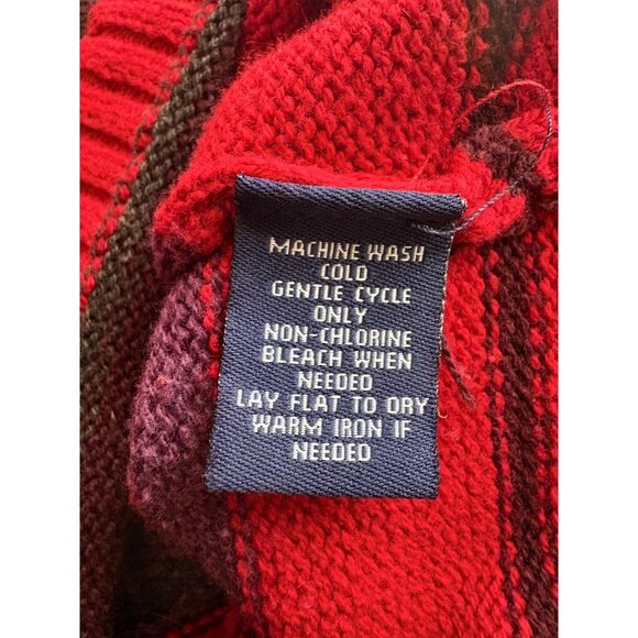 Chaps Retro Southwestern Tribal Aztec Cowl Neck Sweater Large Red Cowgirl - Picture 5 of 7